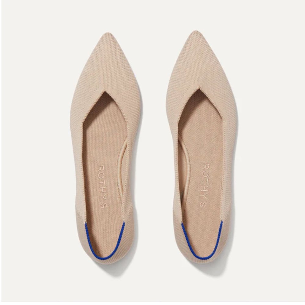 Rothy's The Point Ballet Flat in Beige (Size 10.5) Loafer, Slip-on, Comfort